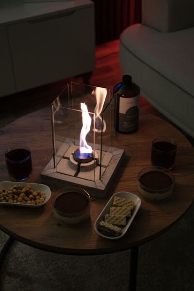 Glow-Core V-1 Masaüstü Şömine + 1 Litre Yakıt Hediyeli