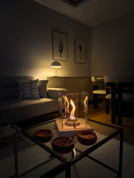 Glow-Core V-1 Masaüstü Şömine + 1 Litre Yakıt Hediyeli