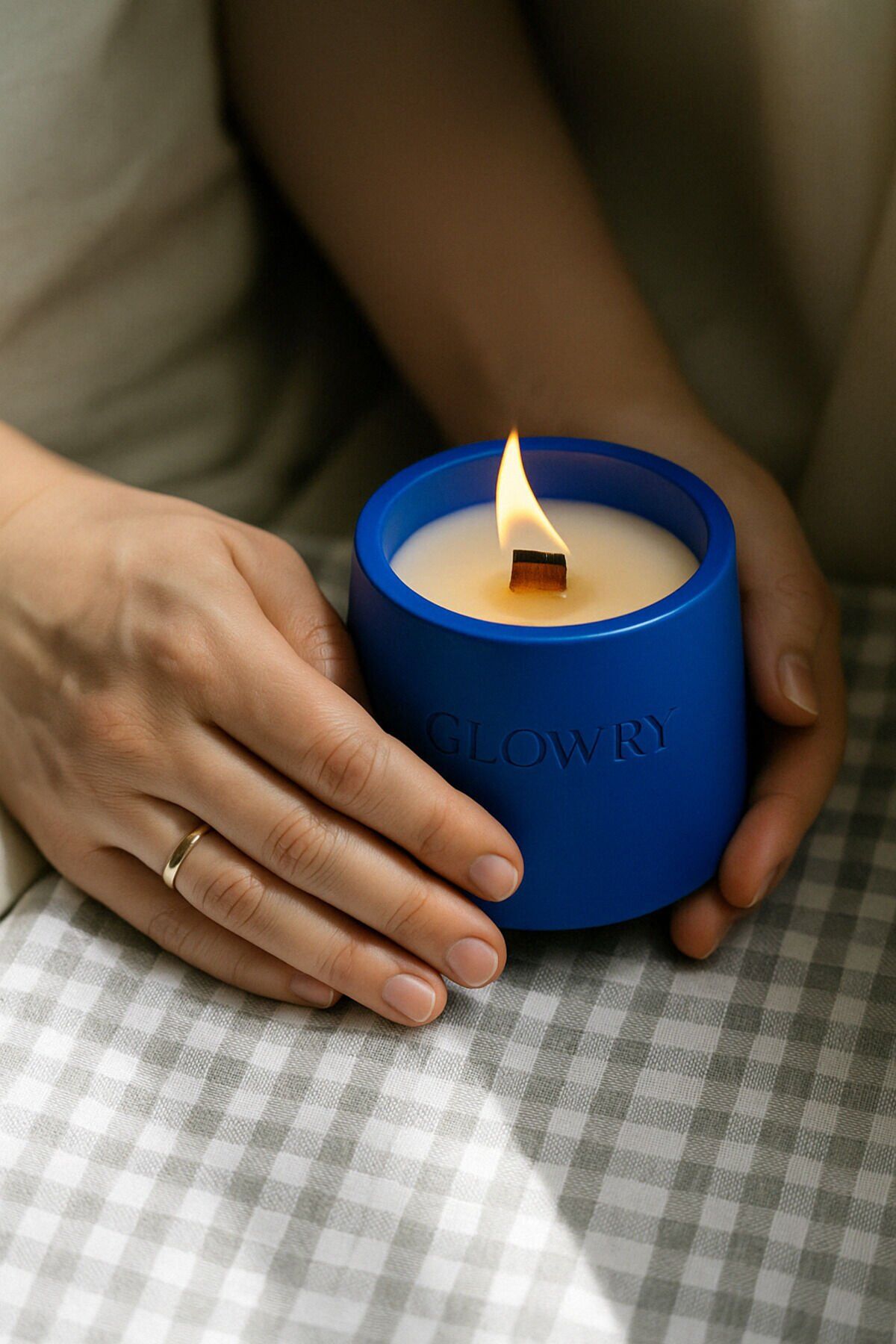 Ayvalık Kokulu Mum – Bergamot & Limon Çiçeği & Sedir Ağacı – 500g - Ahşap Fitilli - El Yapımı