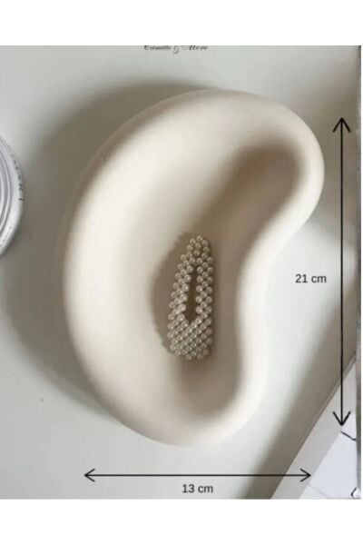 İskandinav Stil Kıvrımlı Sunum Tabağı - Dekoratif Obje ve Takı Düzenleyici (Ekru)