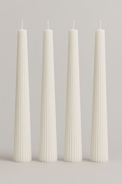 Doric Dekoratif Spiral Mum 4'lü Set - Krem Renk | El Yapımı | Kokusuz