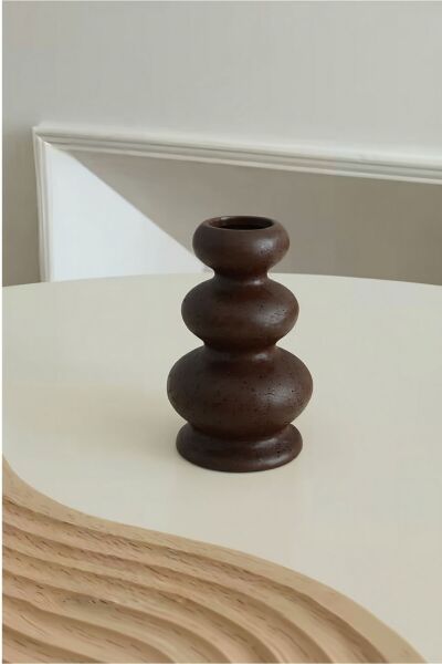 Duo - Modern Bej Seramik Görünümlü Şamdan Mumluk - 2'li set