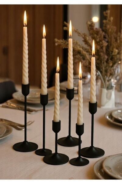 4’lü Spiral Mum Seti – 20 Cm Beyaz | Modern Dekoratif Burgulu Mum