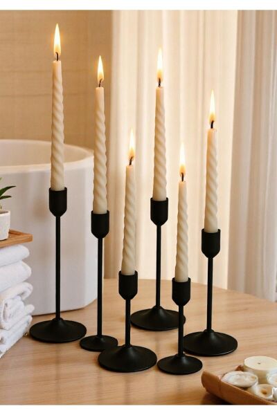 2’li Spiral Mum Seti – 20 Cm Beyaz | El Yapımı Dekoratif Mum