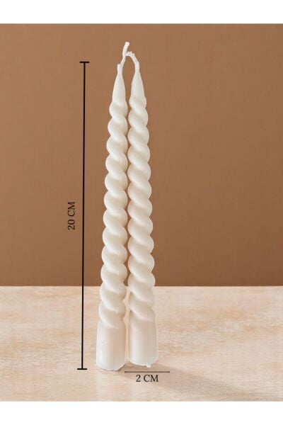 2’li Spiral Mum Seti – 20 Cm Beyaz | El Yapımı Dekoratif Mum
