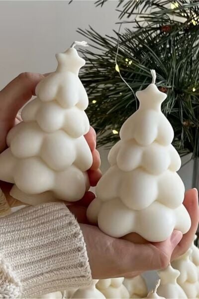 Tiho - Yeni Yıl Çam Ağacı Mum - %100 Soya Wax - 2'li Set