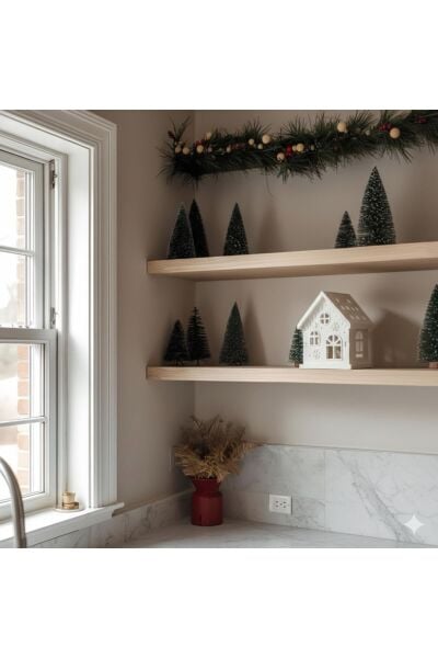 Yılbaşı Işıklı Mini Ev Objesi – 10 cm |Kurulabilir & Boyanabilir Tealight Hediyeli