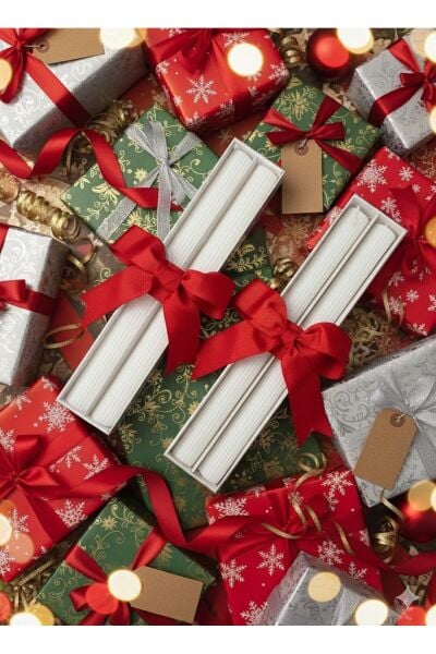 Yılbaşı Hediye Paketi 2'li Şamdan Mum