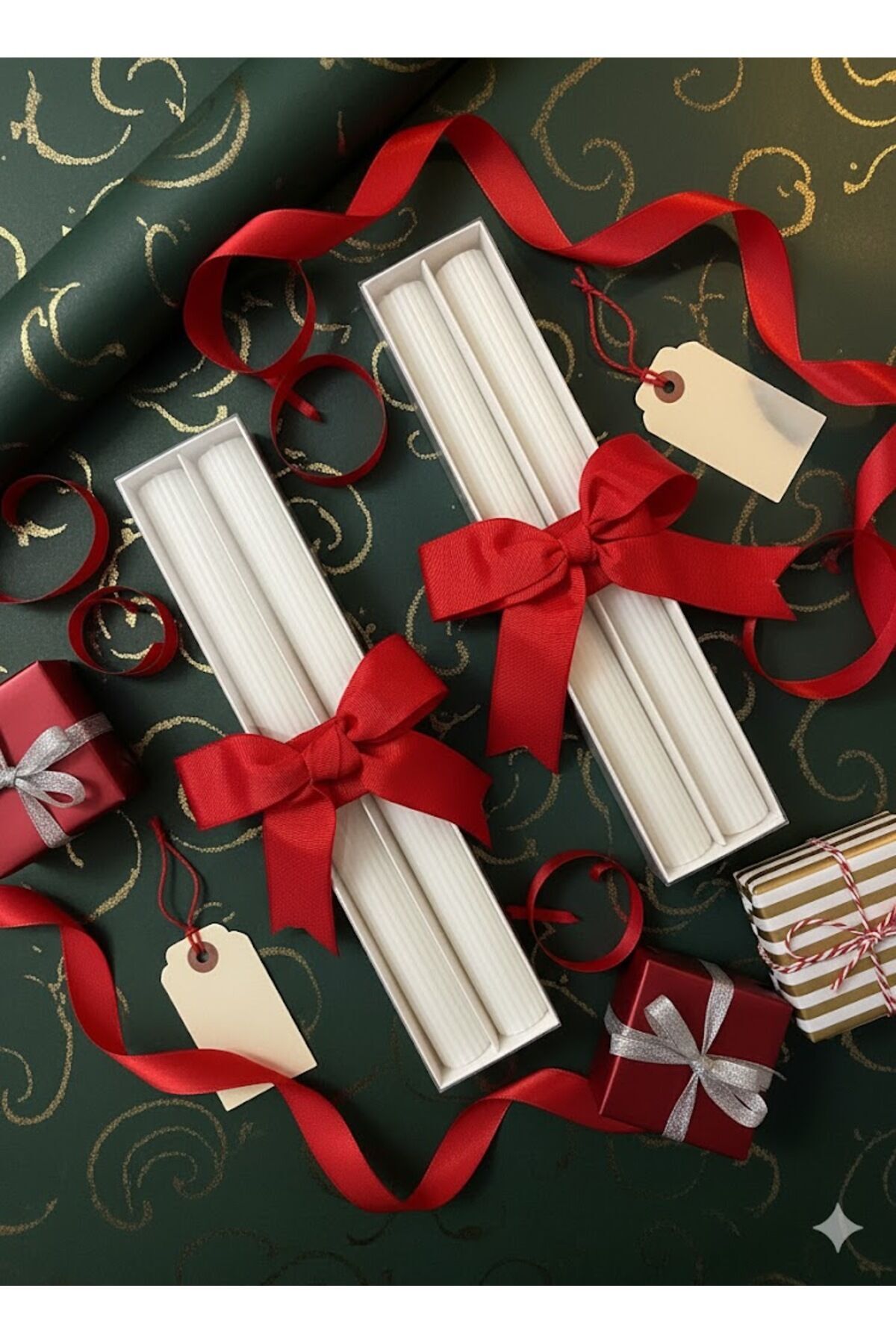 Yılbaşı Hediye Paketi 2'li Şamdan Mum