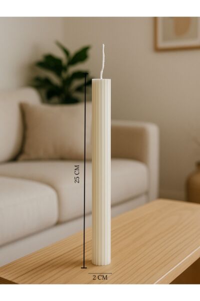 Oluklu – 4’lü İnce Beyaz Mum | El Yapımı | Şamdan Uyumlu