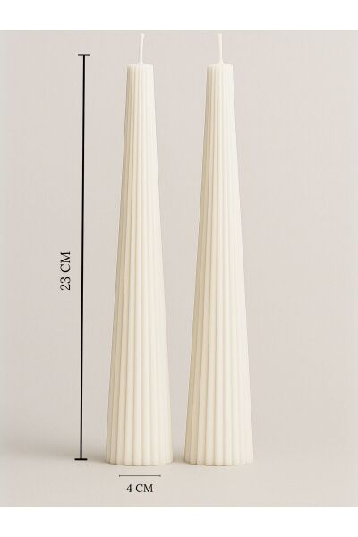 Doric Dekoratif Spiral Mum 2’li Set - Krem Renk | El Yapımı | Kokusuz Ekru - 21 X 5