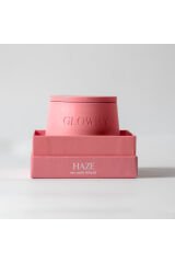 Haze Kokulu Mum – Pudra – 500g - Ahşap Fitilli - El Yapımı Pembe - 10 X 12