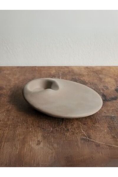 Krem El Yapımı Taş Tozu Tütsülük – Minimal Palo Santo Tabağı Krem