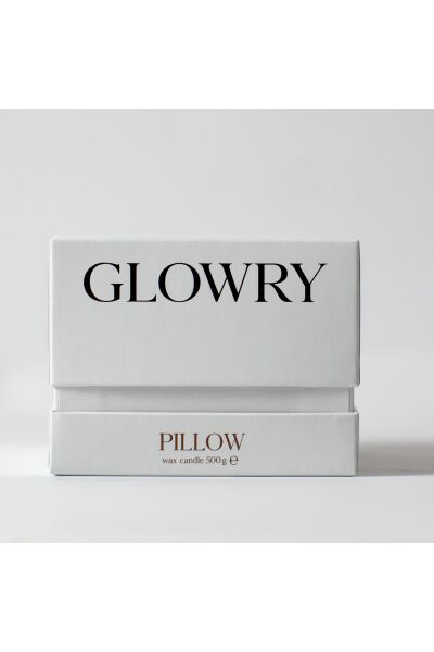 Pillow Kokulu Mum – Lavanta & Pudra & Gardenya – 500g - Ahşap Fitilli - El Yapımı Beyaz - 10 X 12