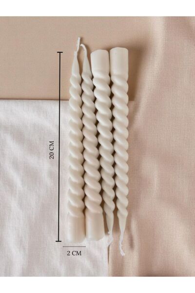 4’lü Spiral Mum Seti – 20 Cm Beyaz | Modern Dekoratif Burgulu Mum Beyaz - 80 X 800