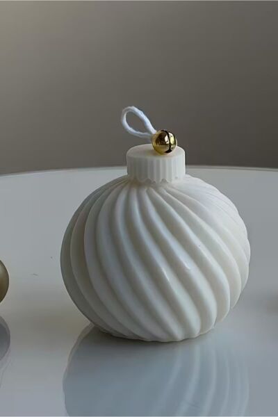Vela Yeni Yıl Yuvarlak Mum - %100 Soya Wax - 2'li Set Beyaz - 7 X 7