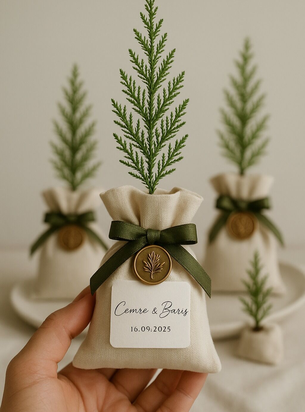 Nişan Hediyeliği Keseli Çam Fidesi